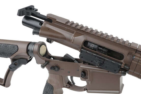 The DDM4v7 AR15 carbine comes with a mil-spec charging handle and M16 bolt carrier group